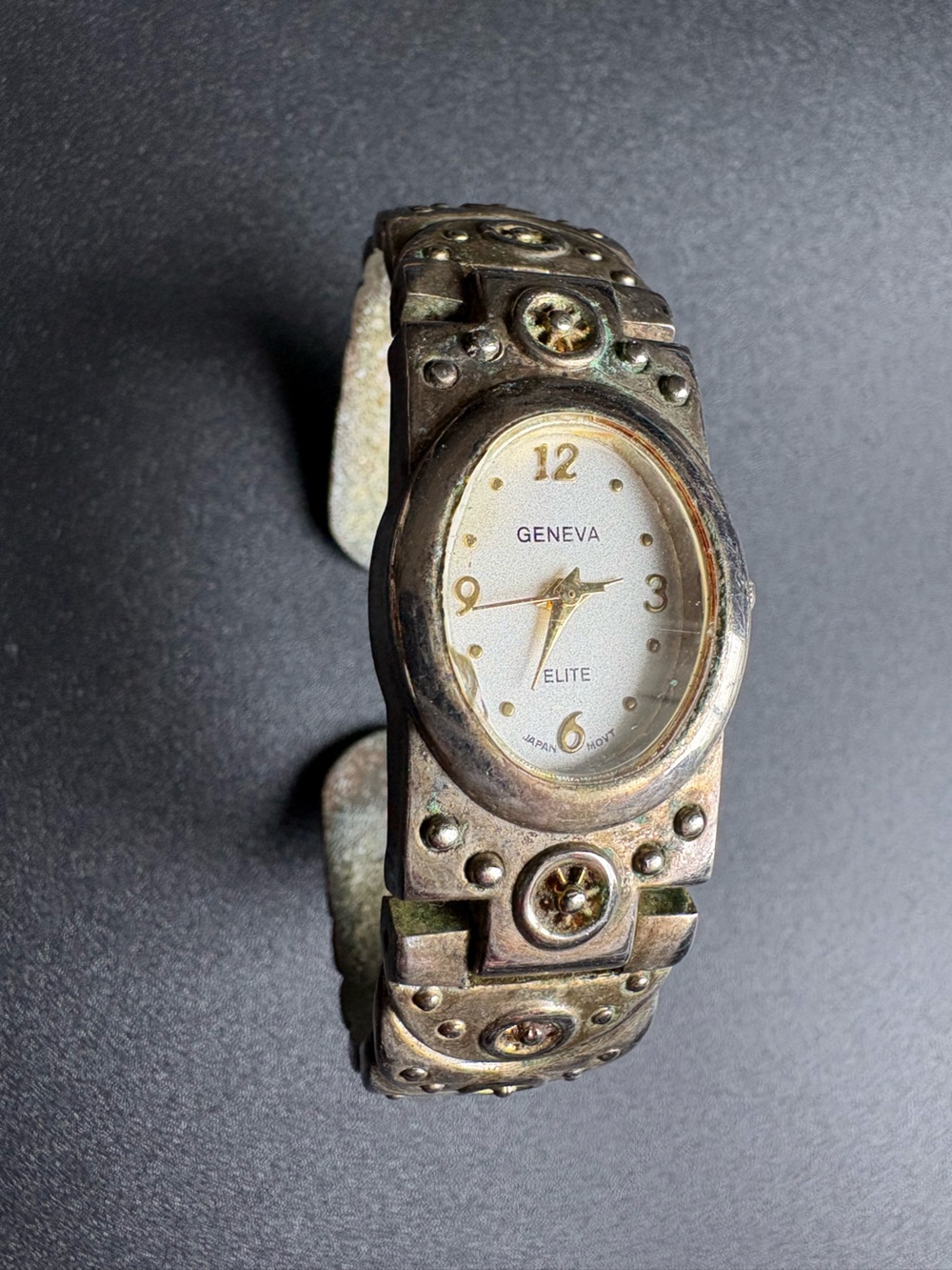 Geneva Women's Oval Bracelet Watch - Silver and Gold Accents